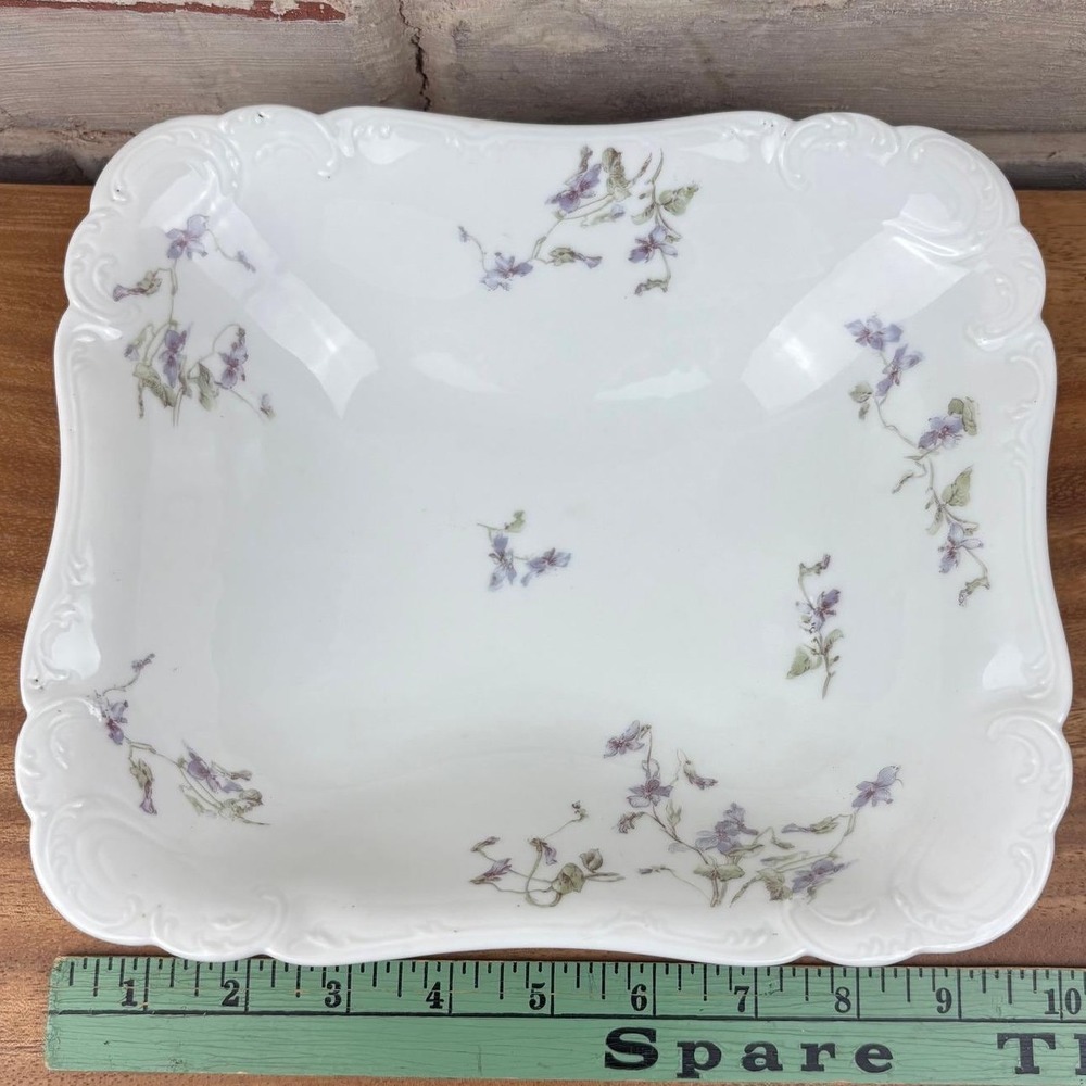 Antique Haviland & Co Limoges 1895 Violet Floral Rectangular Serving Dish France